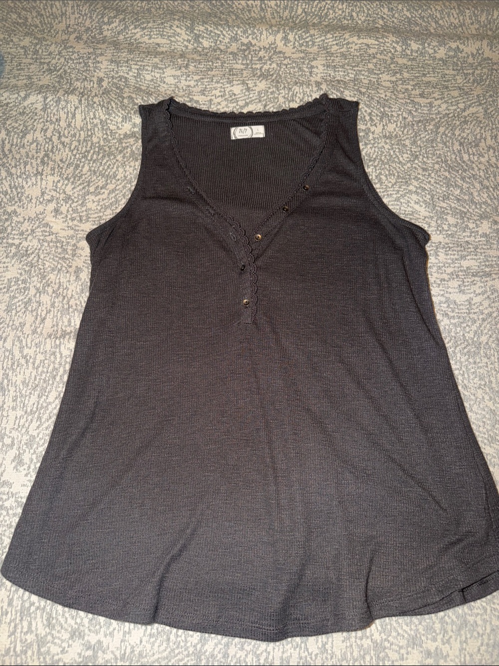 Maurices Charcoal V-Neck Knit Tank with Button Placket